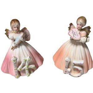 2 Josef Originals Birthday Girls Through The Years Angels 14y 15y Pink Peach Tag